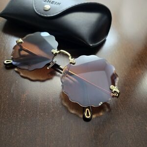 SHEIN Gold and Brown Women's Sunglasses